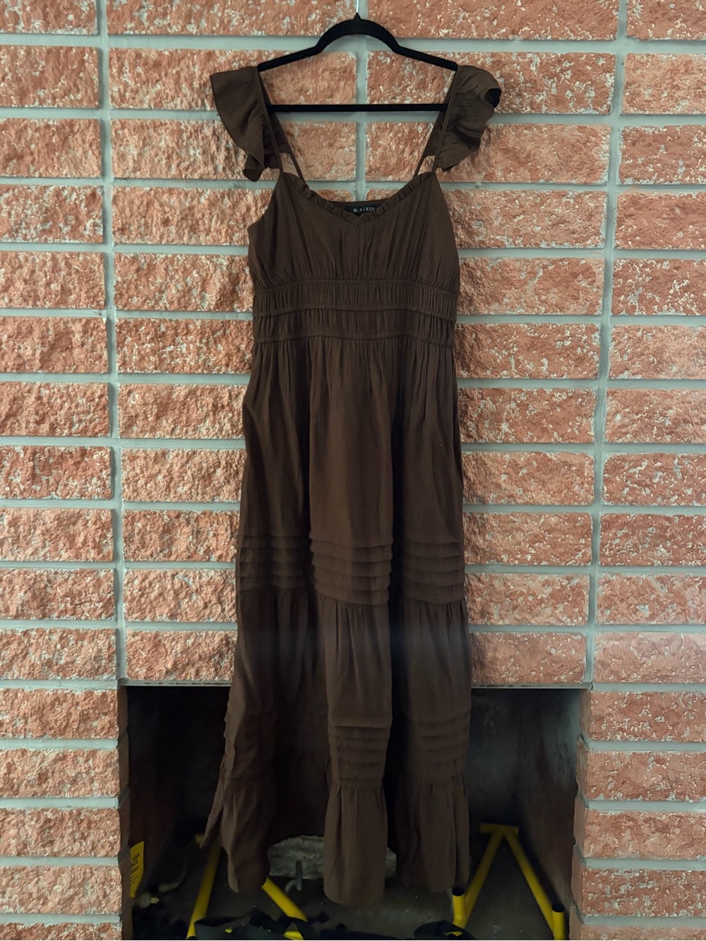 Brown Tiered Maxi Dress with Ruffle Straps — Women's Summer Dress